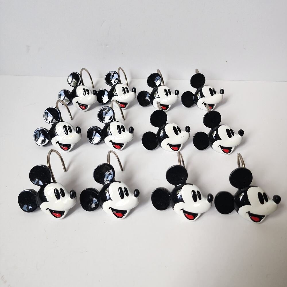 Disney Mickey Mouse Shower Curtain Hooks Set Of 12 Smiling Mickies